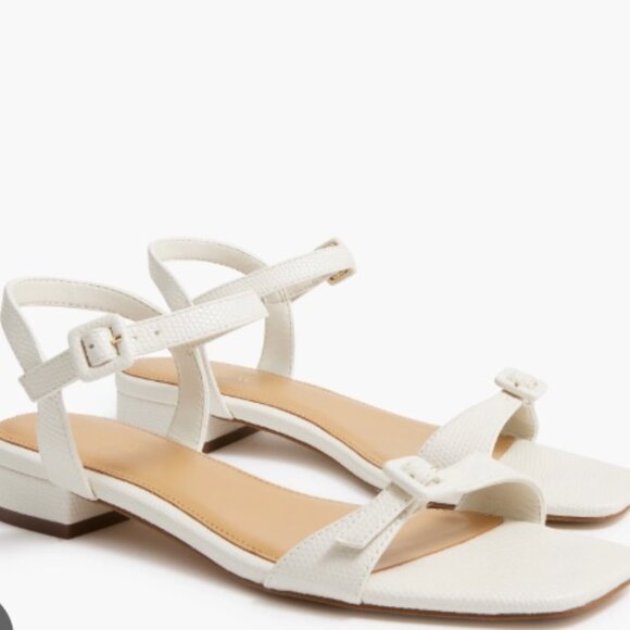 J Crew Women Textured low heel ankle-strap sandals SZ: 9.5 IVORY - Picture 15 of 16